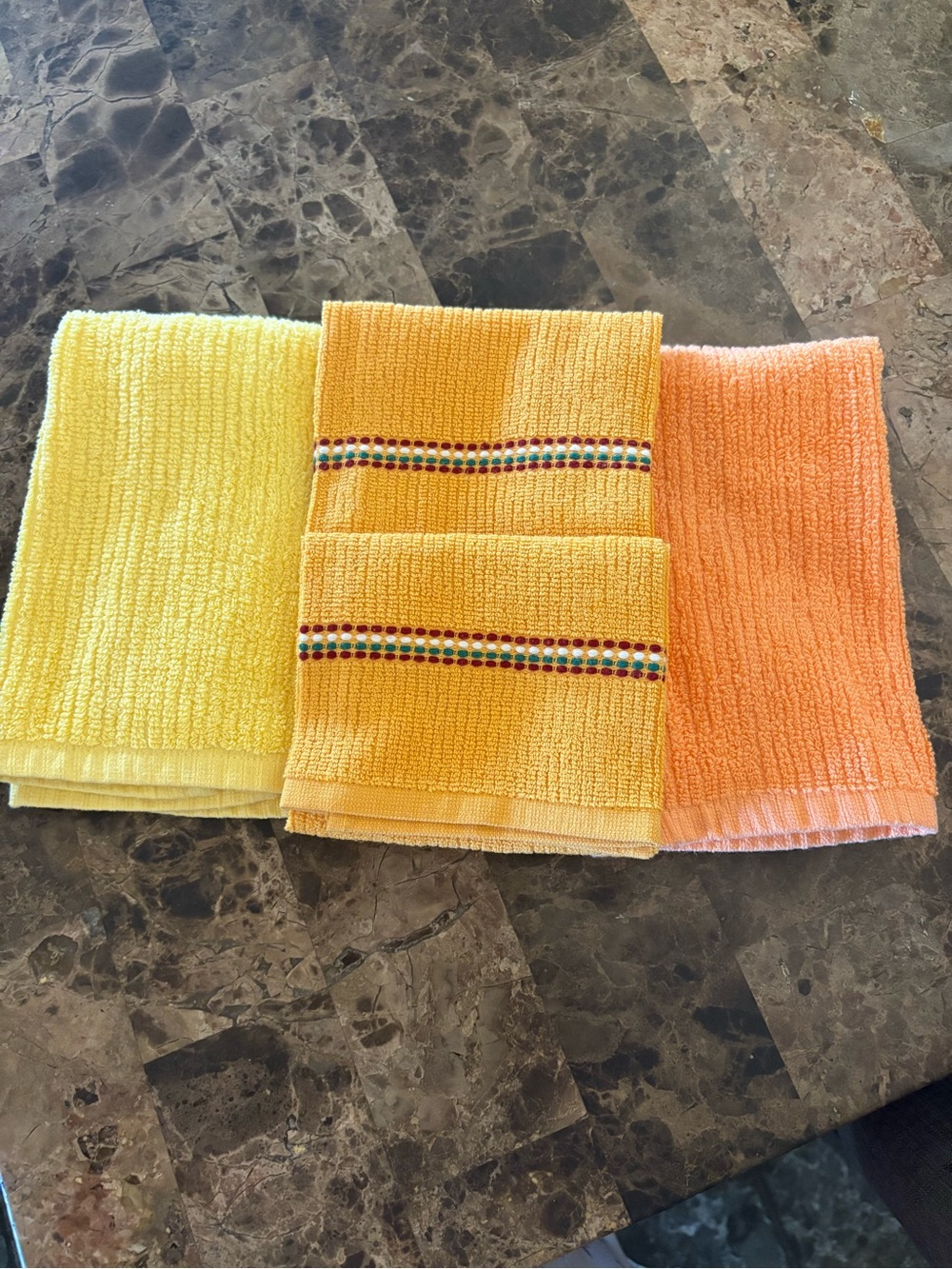 Bright Hand Towel Trio in Yellow, Gold & Orange